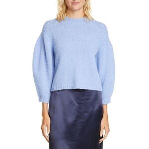Tibi Alpaca Knit Cozette Blue Puff Sleeve Sweater Sz S